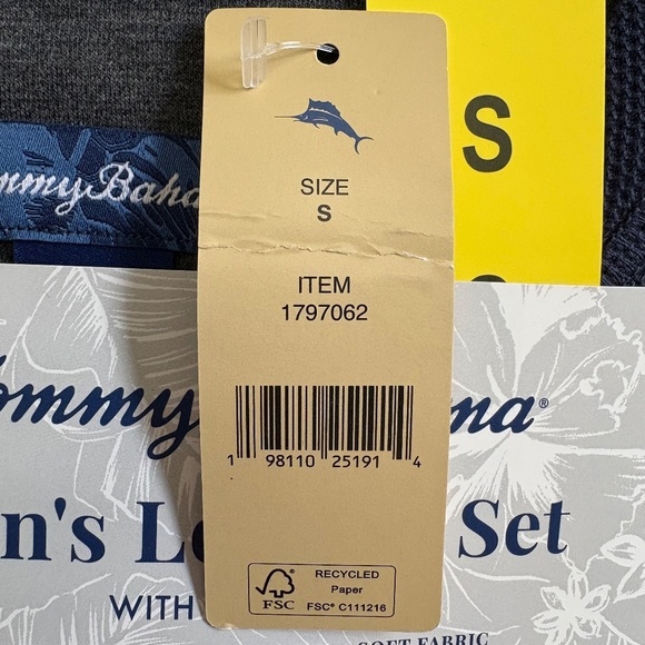 Tommy Bahama Men's Lounge/Pajamas Set, Small, Blue/Gray, NWT - Picture 13 of 15